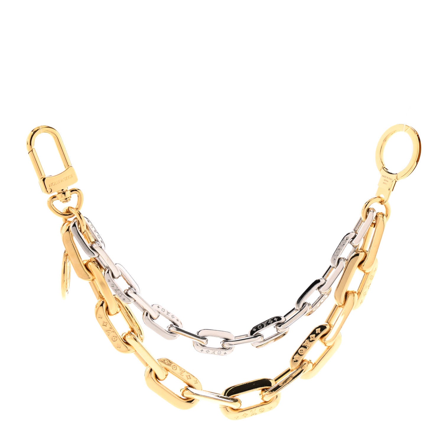 Louis Vuitton Metal LV Edge Chain Bag Charm Silver Gold 1 of 4