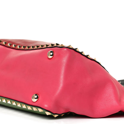 Valentino Garavani Vitello Colorblock Small Rockstud Tote Deep Rose Clover Grey Scarlet 16 of 22