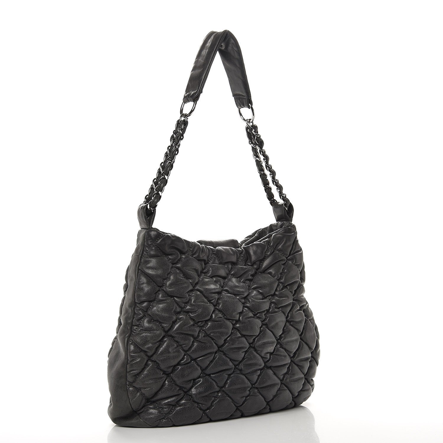 Chanel Calfskin Bubble Quilt Hobo Grey 3 of 7