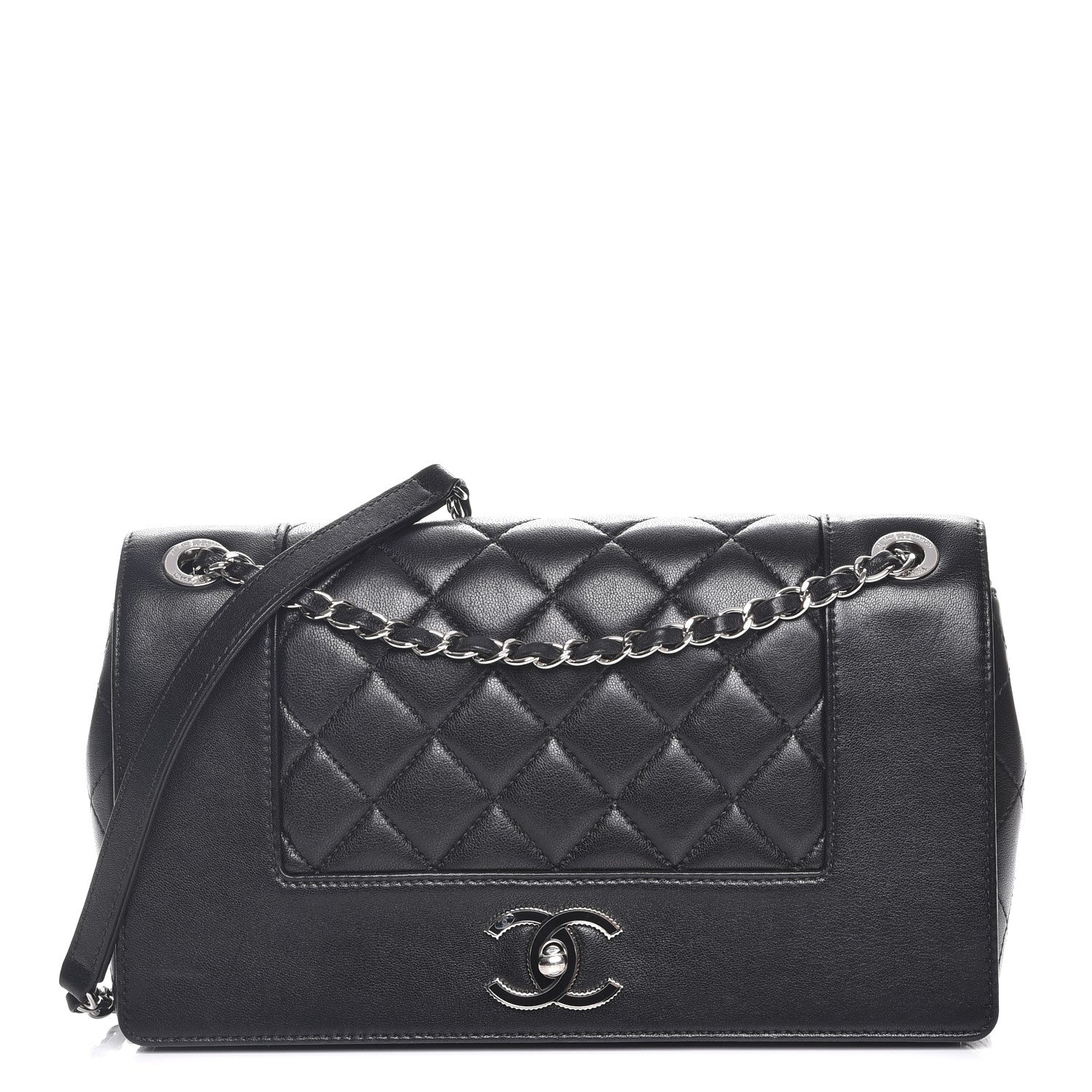 Chanel Sheepskin Quilted Vintage Mademoiselle Flap Black 1 of 7