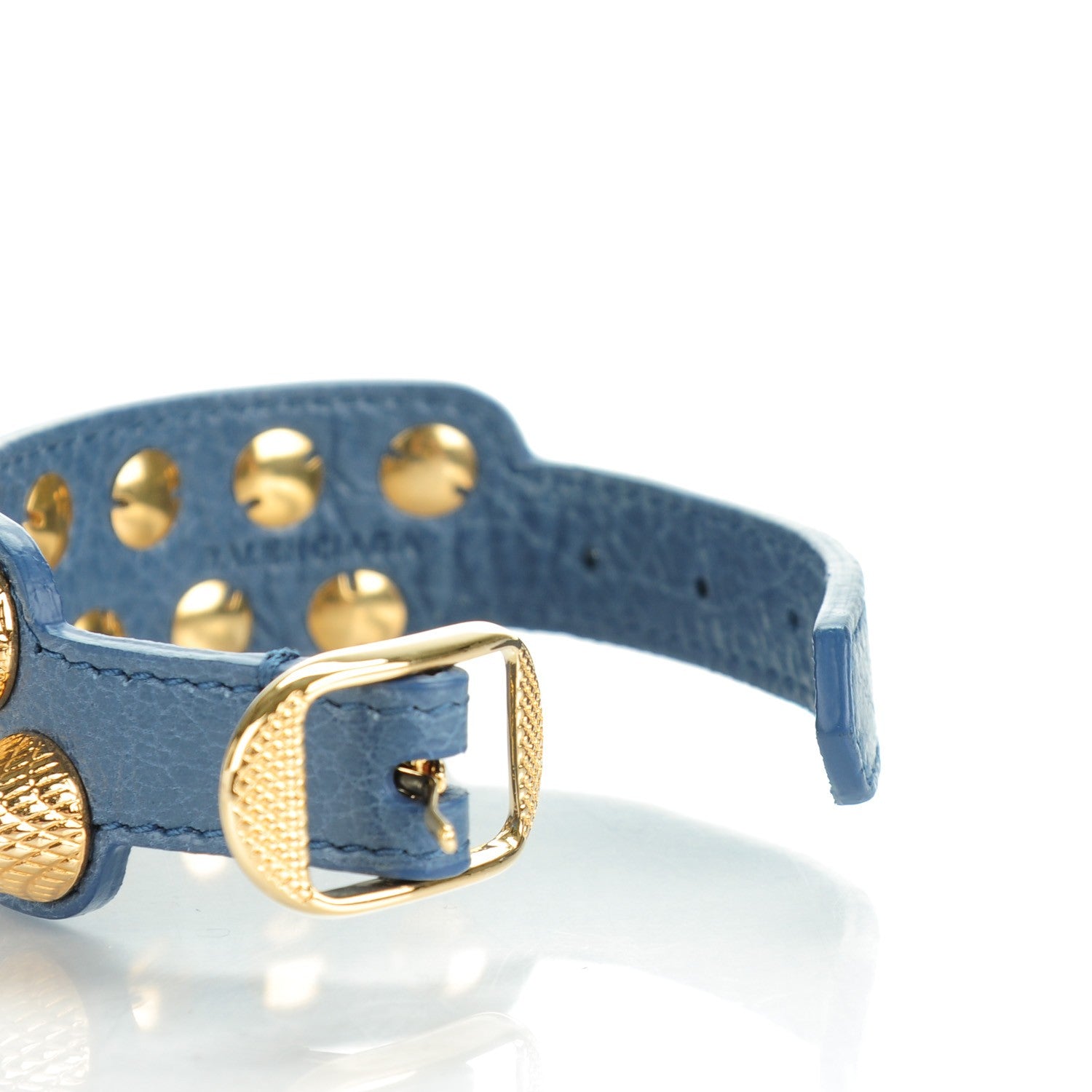 Balenciaga Agneau Arena Two Row Giant Gold Bracelet S Bleu Persan 4 of 7