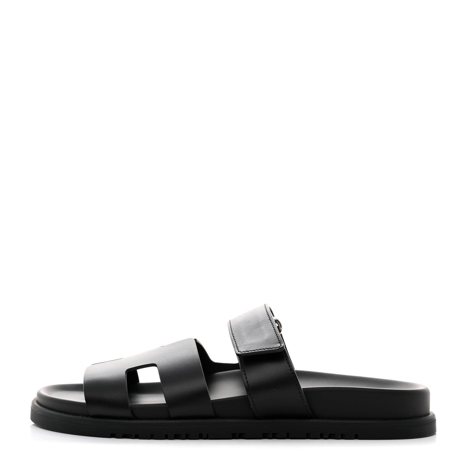 Hermes Calfskin Womens Chypre Sandals 38 Black 1 of 8