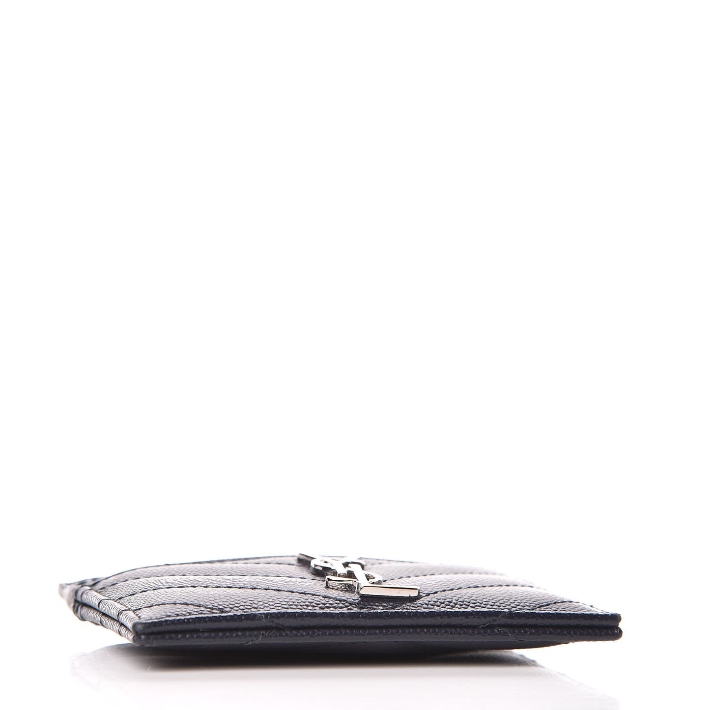 Grain De Poudre Matelasse Monogram Chevron Credit Card Case Deep Marine