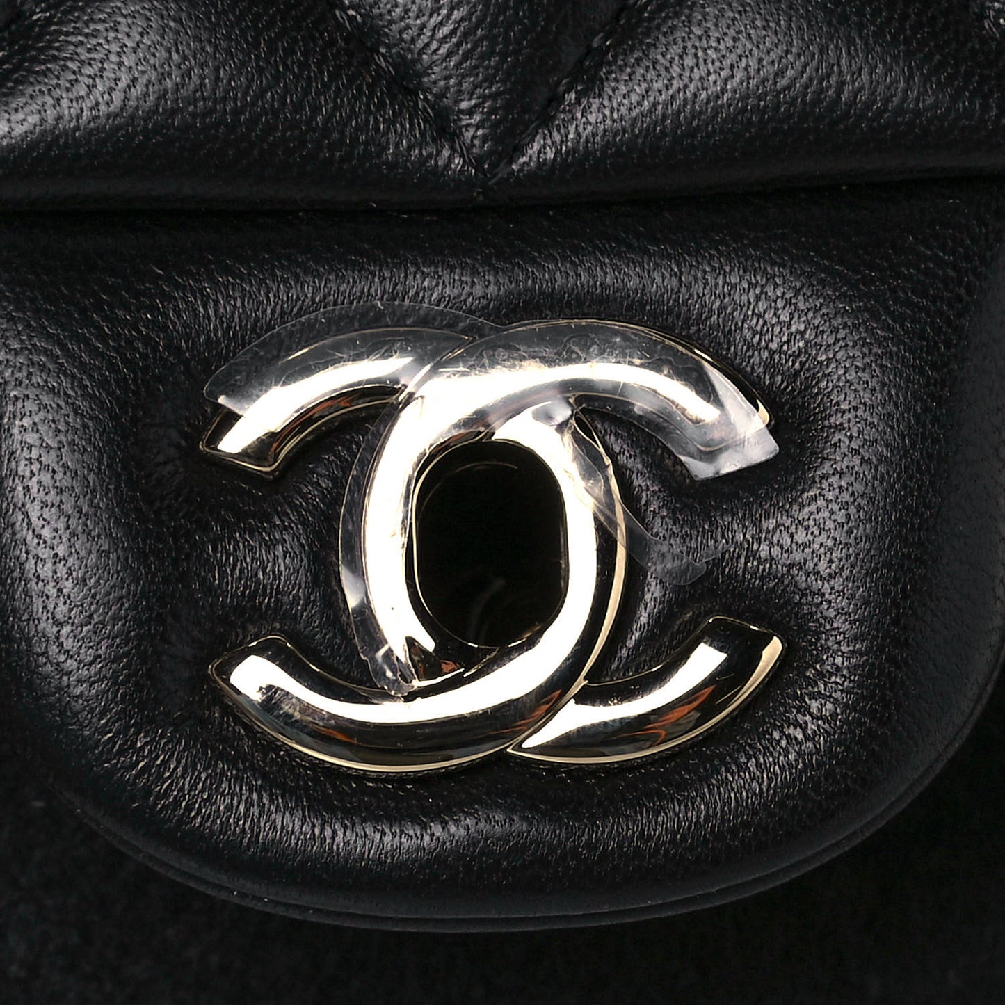 Lambskin Quilted Mini Top Handle Rectangular Flap Black
