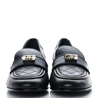 Chanel Lambskin Quilted Womens CC Loafers 39 Black 2 of 10