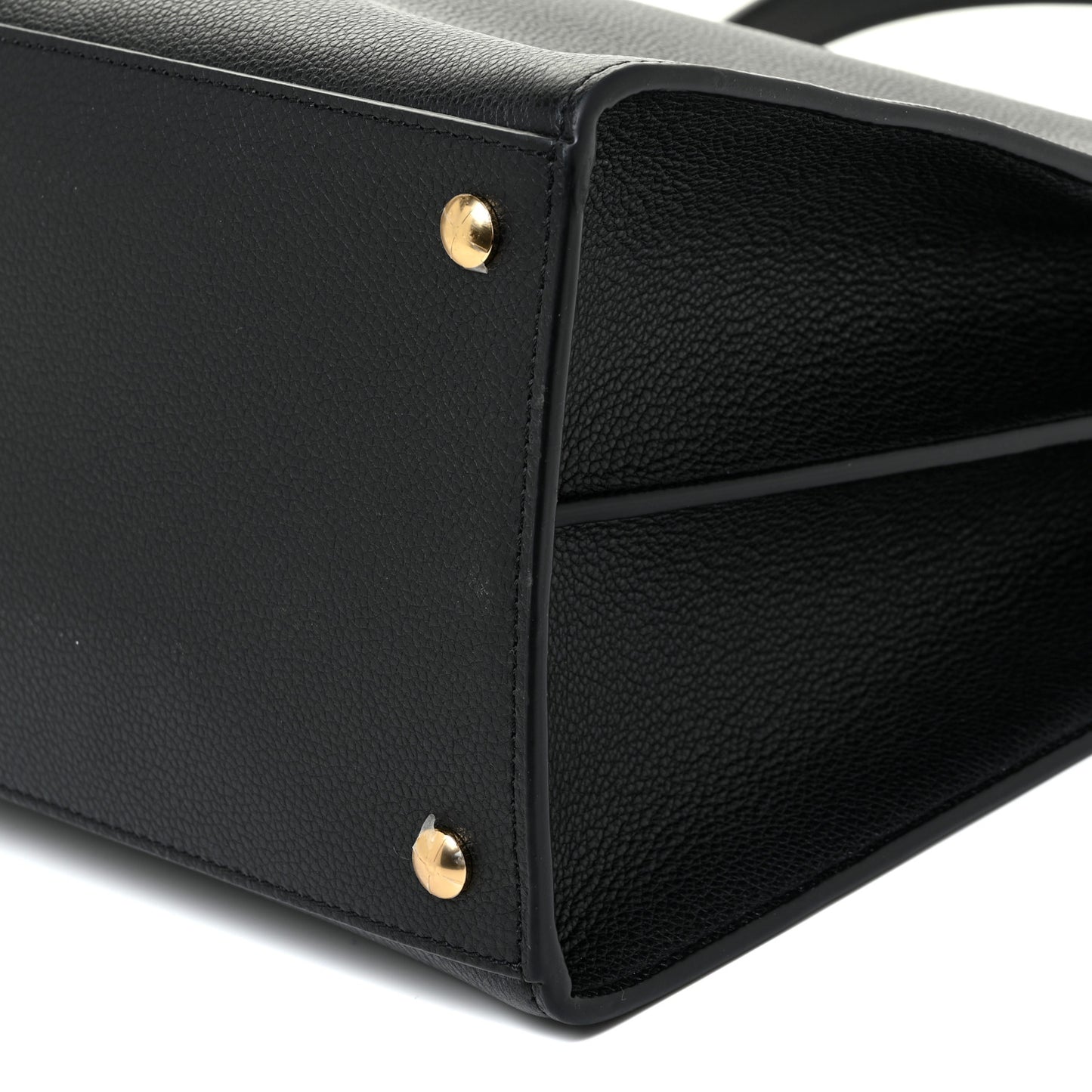 Grainy Calfskin Large Title Bag Black