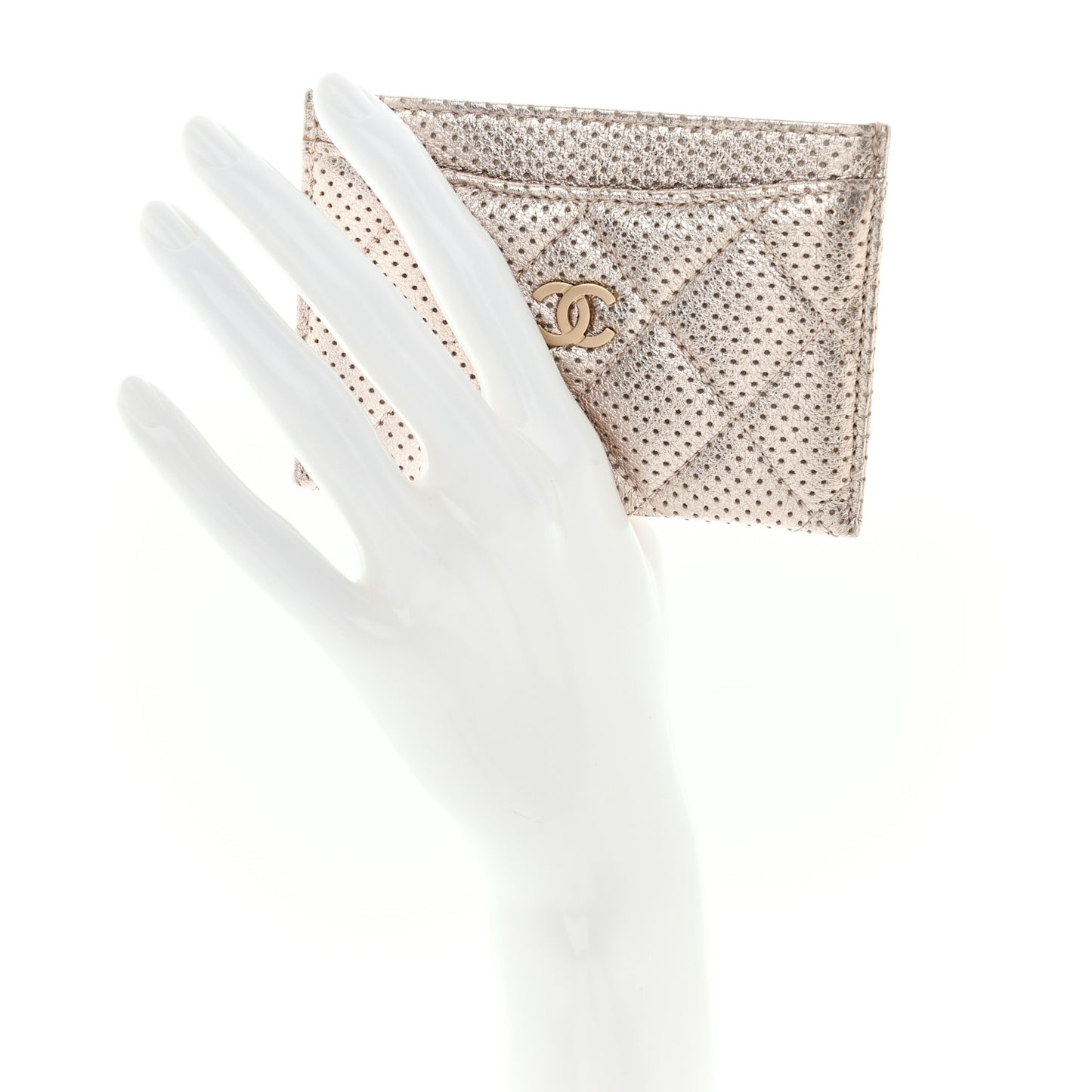 Metallic Calfskin Pixel Effect Card Holder Pink