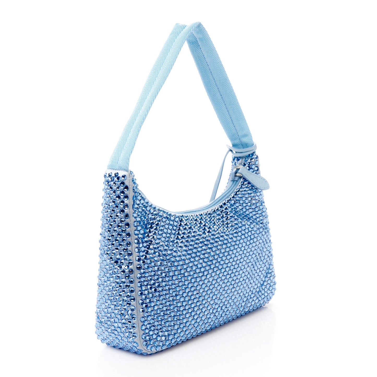 Satin Crystal Mini Re-Edition 2000 Bag Celeste