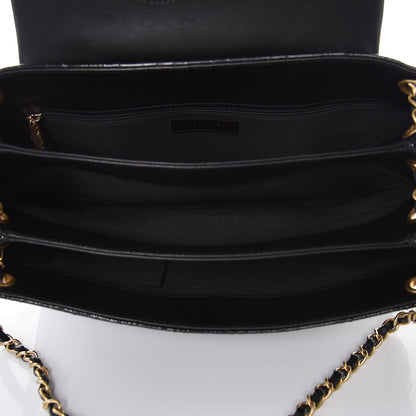 Chanel Patent Goatskin Quilted 3 Pocket Accordion Flap Black 5 of 7