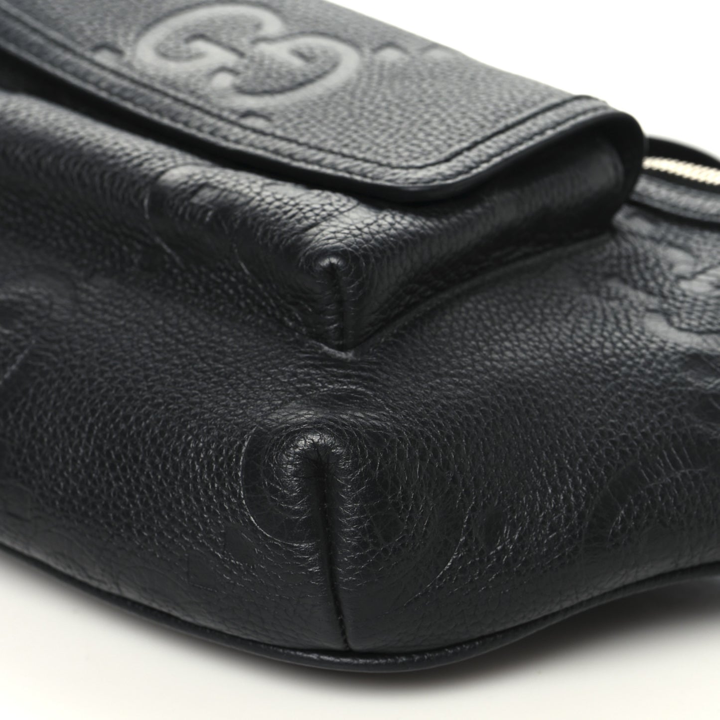 Piuma Calfskin Jumbo GG Embossed Pocket Belt Bag Black Black