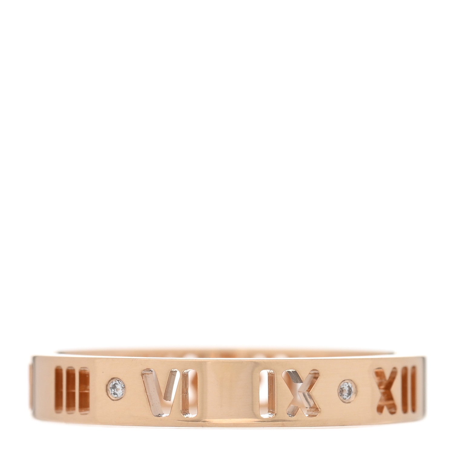 Tiffany 18K Rose Gold Diamond Narrow Atlas Pierced Ring 59 8.75 1 of 5