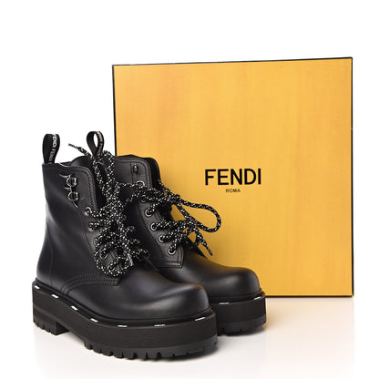 Fendi Calfskin FFreedom Platform Biker Boots 35 Black 10 of 10