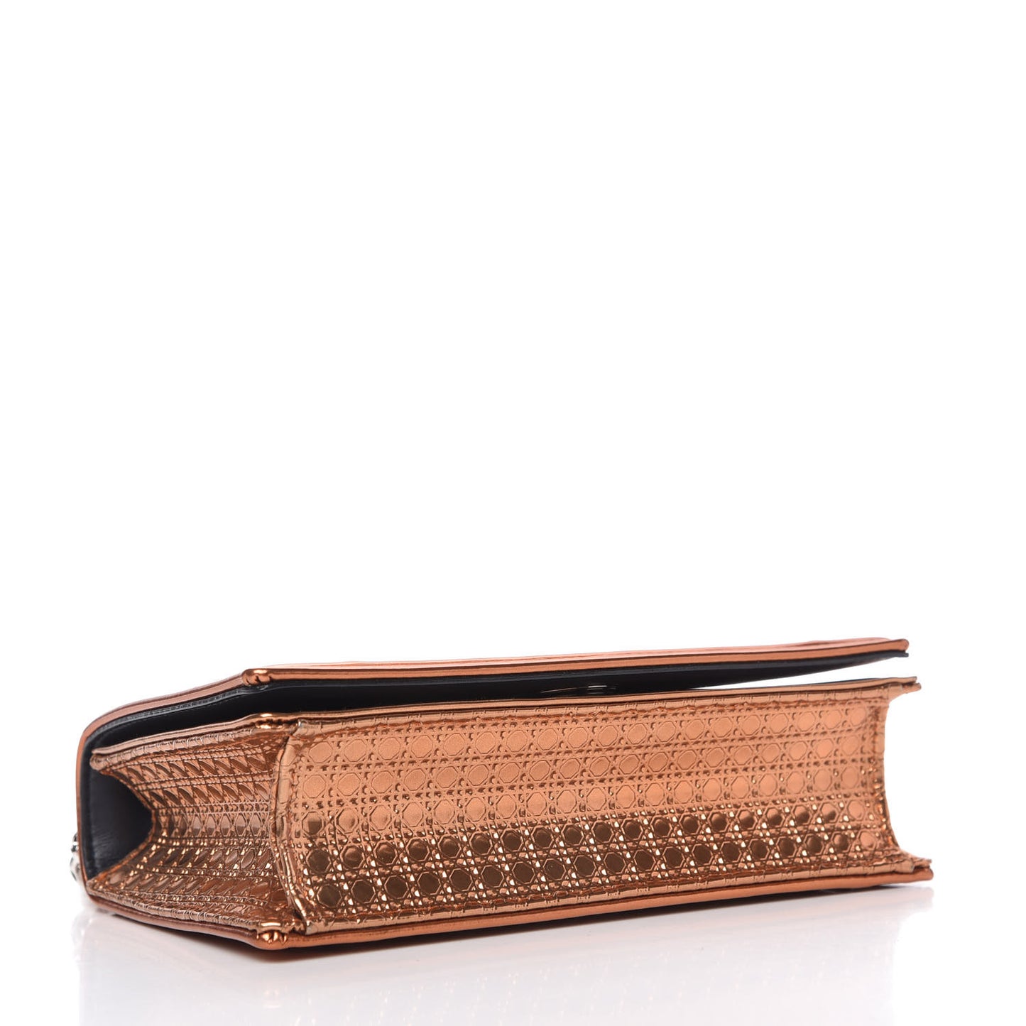 Metallic Patent Micro-Cannage Mini Diorama Flap Bag Orange