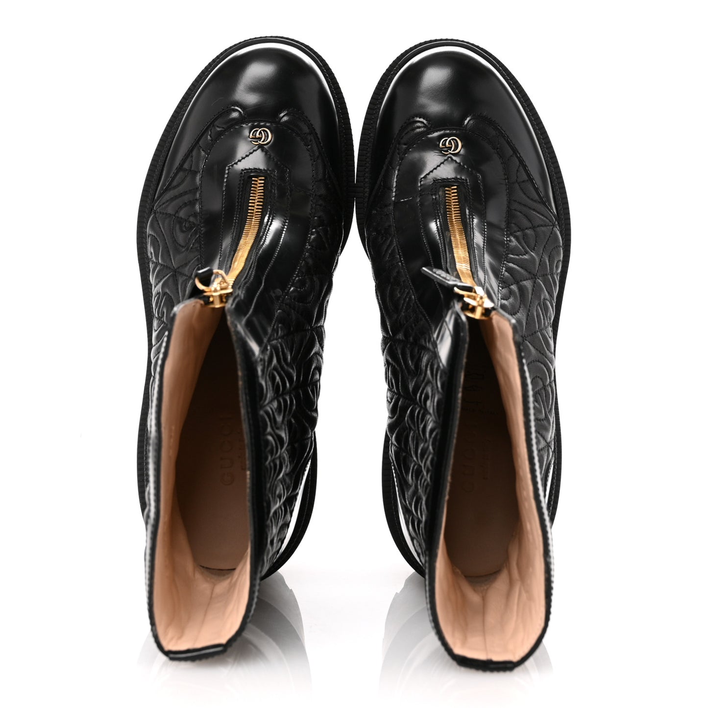 Calfskin Nappa Rhombus Quilted Trip Ankle Boots 37 Black