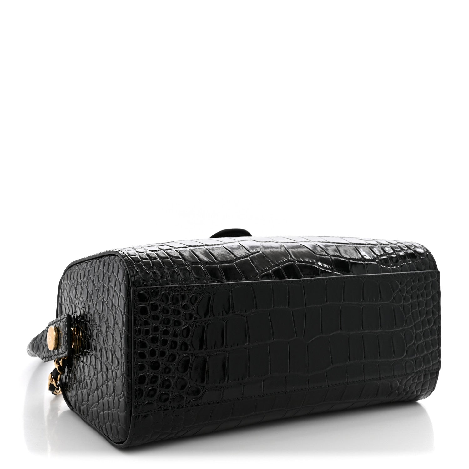 Chanel Crocodile Embossed Quilted Turn Around Clutch With Chain Black 4 of 10