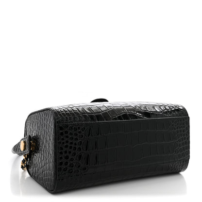 Chanel Crocodile Embossed Quilted Turn Around Clutch With Chain Black 4 of 10