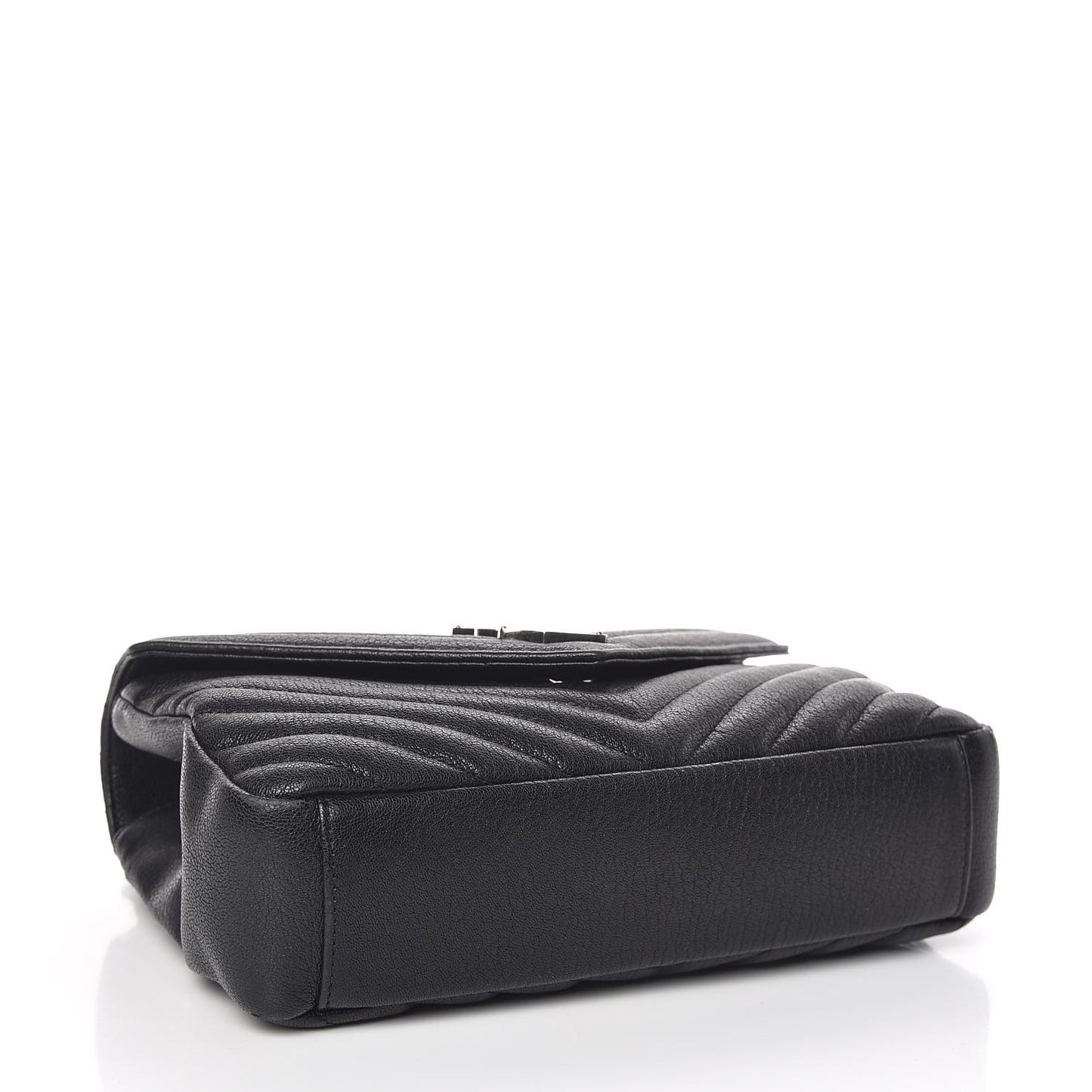 Sheepskin Matelasse Chevron Monogram Medium College Bag Black