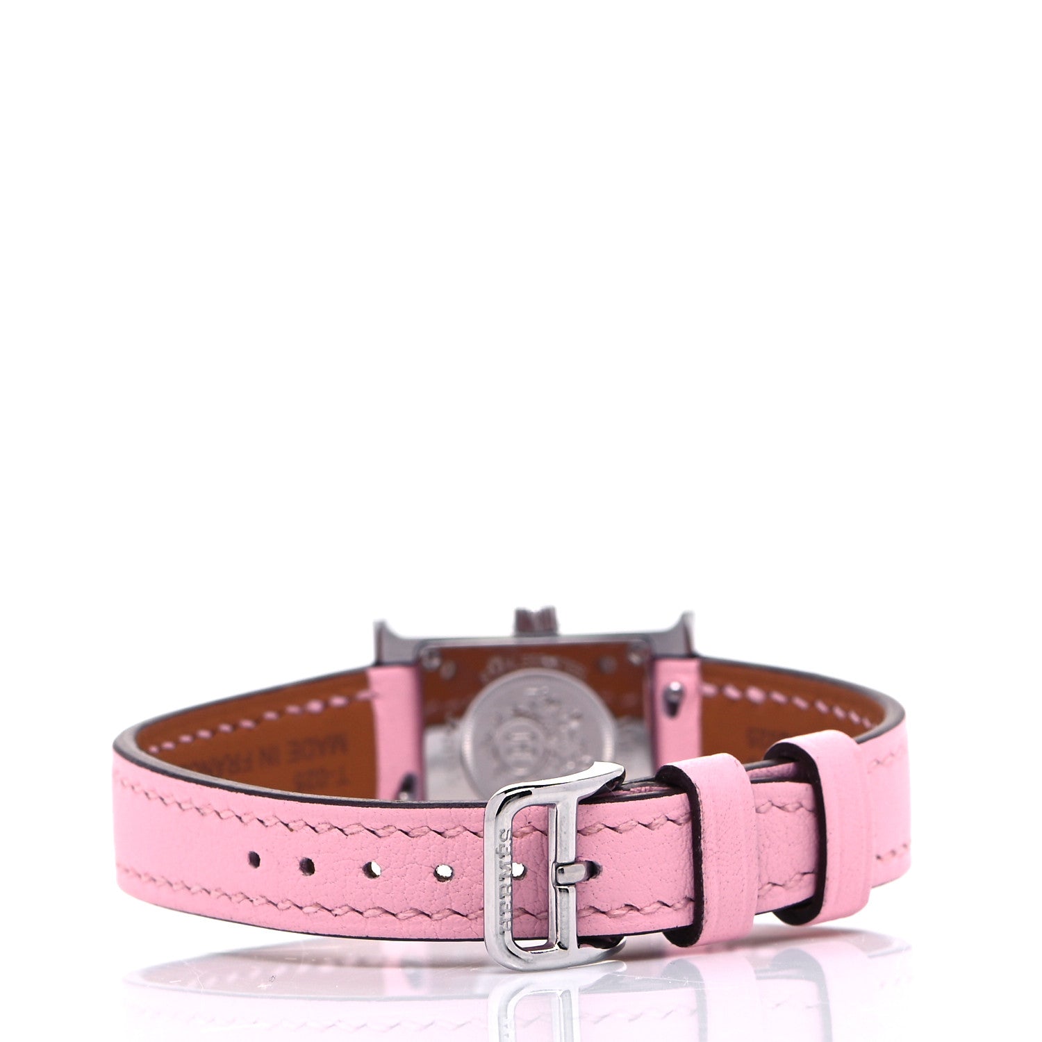 Hermes Stainless Steel Swift Diamond Mother of Pearl 17.2mm Heure H Hour Quartz Watch Rose Sakura 3 of 6