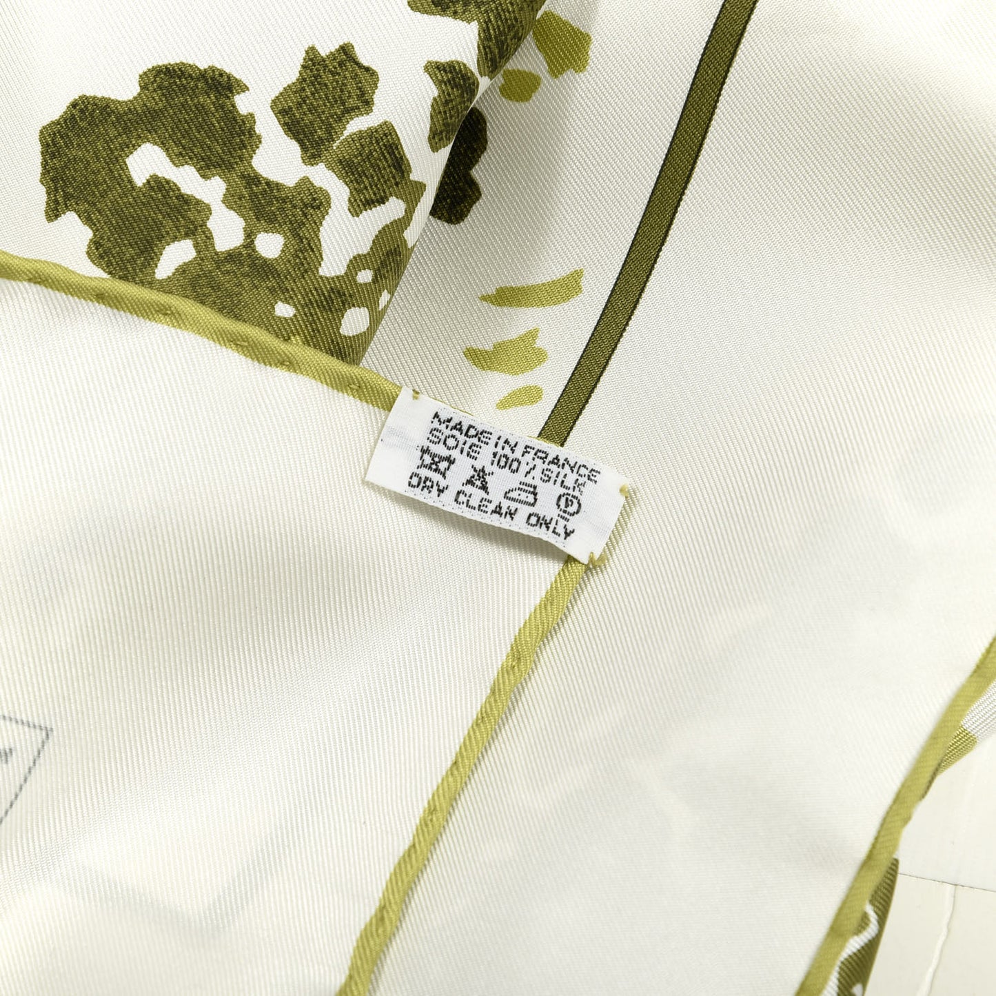 Silk Trois Feuilles Scarf 90 Chartreuse White Vert Toundra