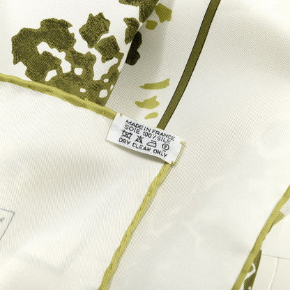 Hermes Silk Trois Feuilles Scarf 90 Chartreuse White Vert Toundra 5 of 5