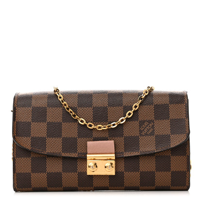 Louis Vuitton Damier Ebene Croisette Chain Wallet Rose Ballerine 1 of 16