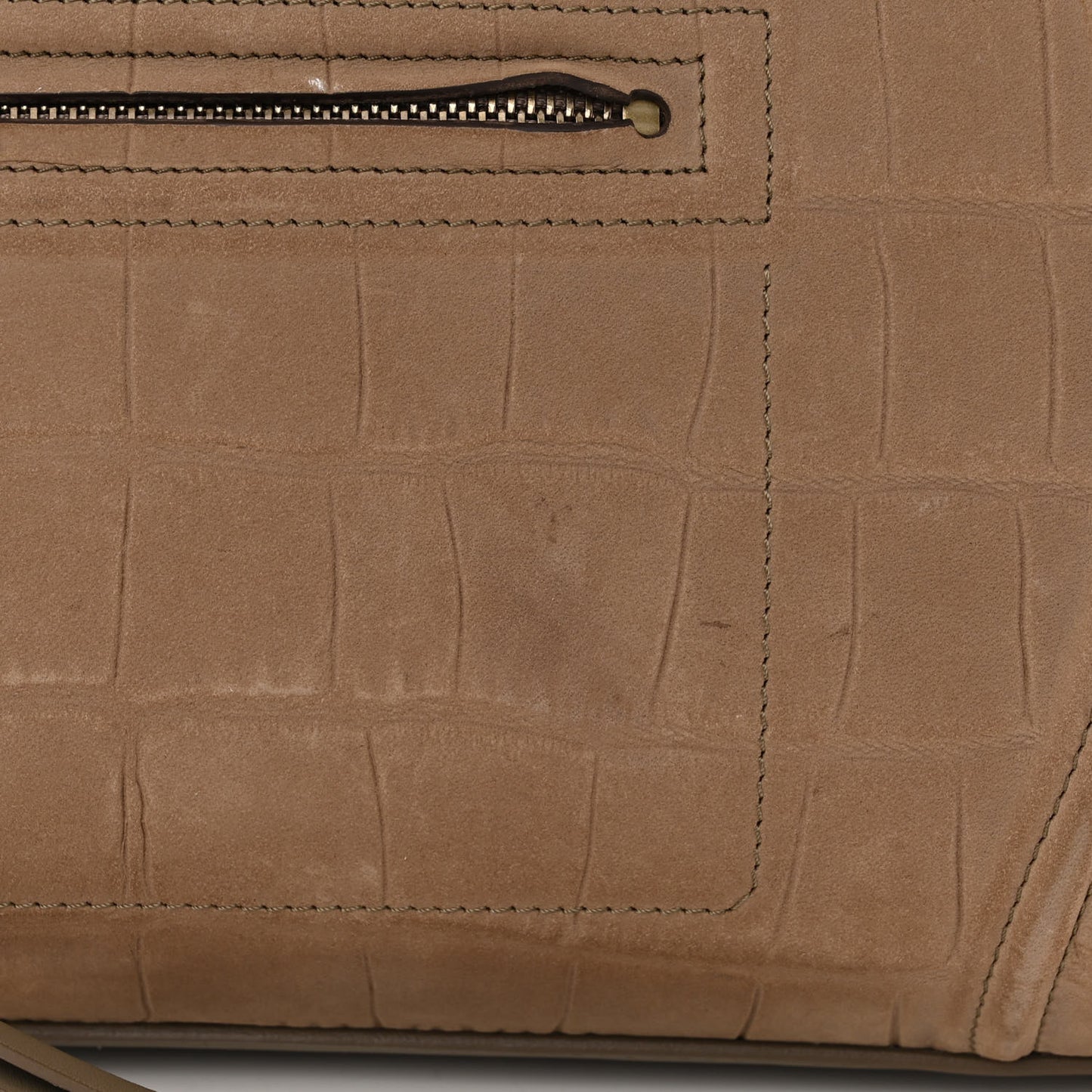 Crocodile Embossed Nubuck Phantom Luggage Beige