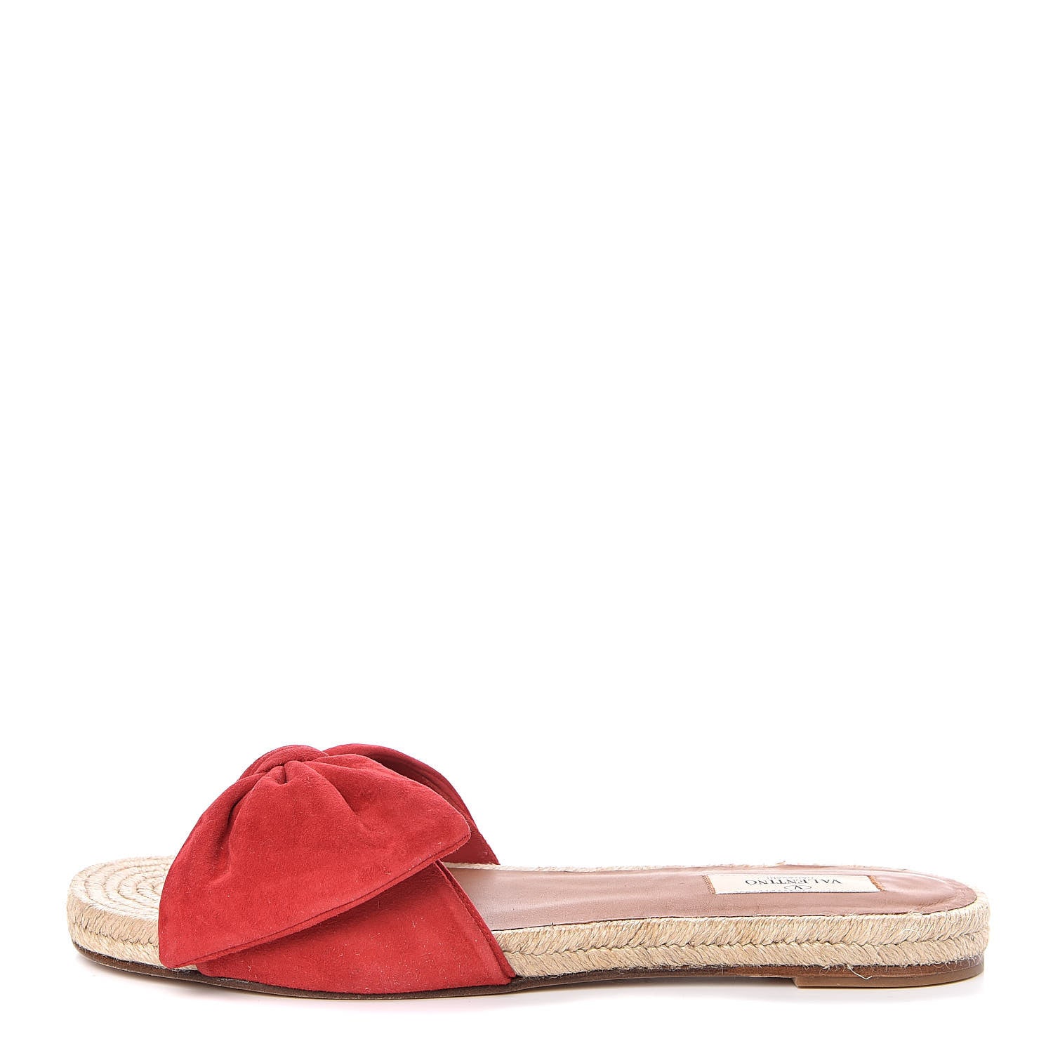 Valentino Garavani Suede Tropical Bow Espadrille Flat Slide Sandals 41 Rosso Valentino 1 of 10