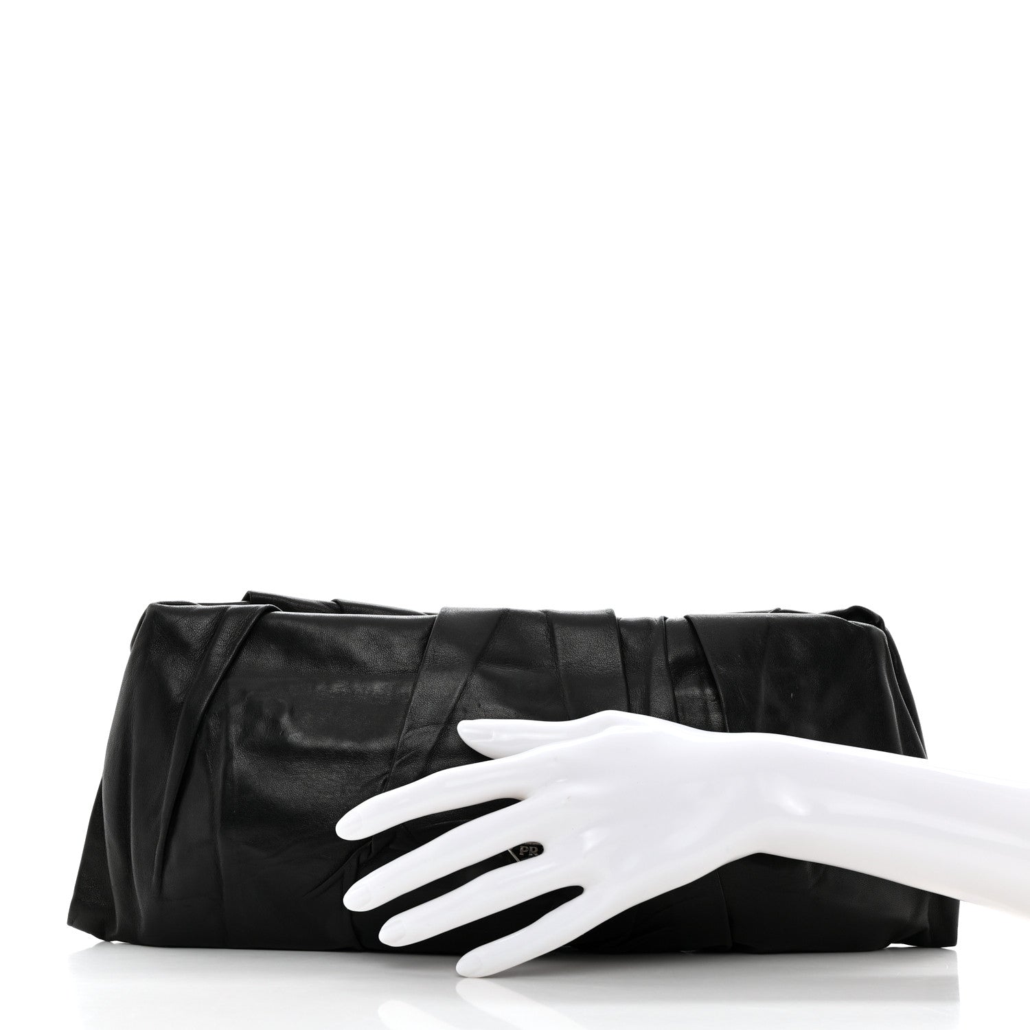 Prada Nappa Pleated Clutch Black 2 of 8