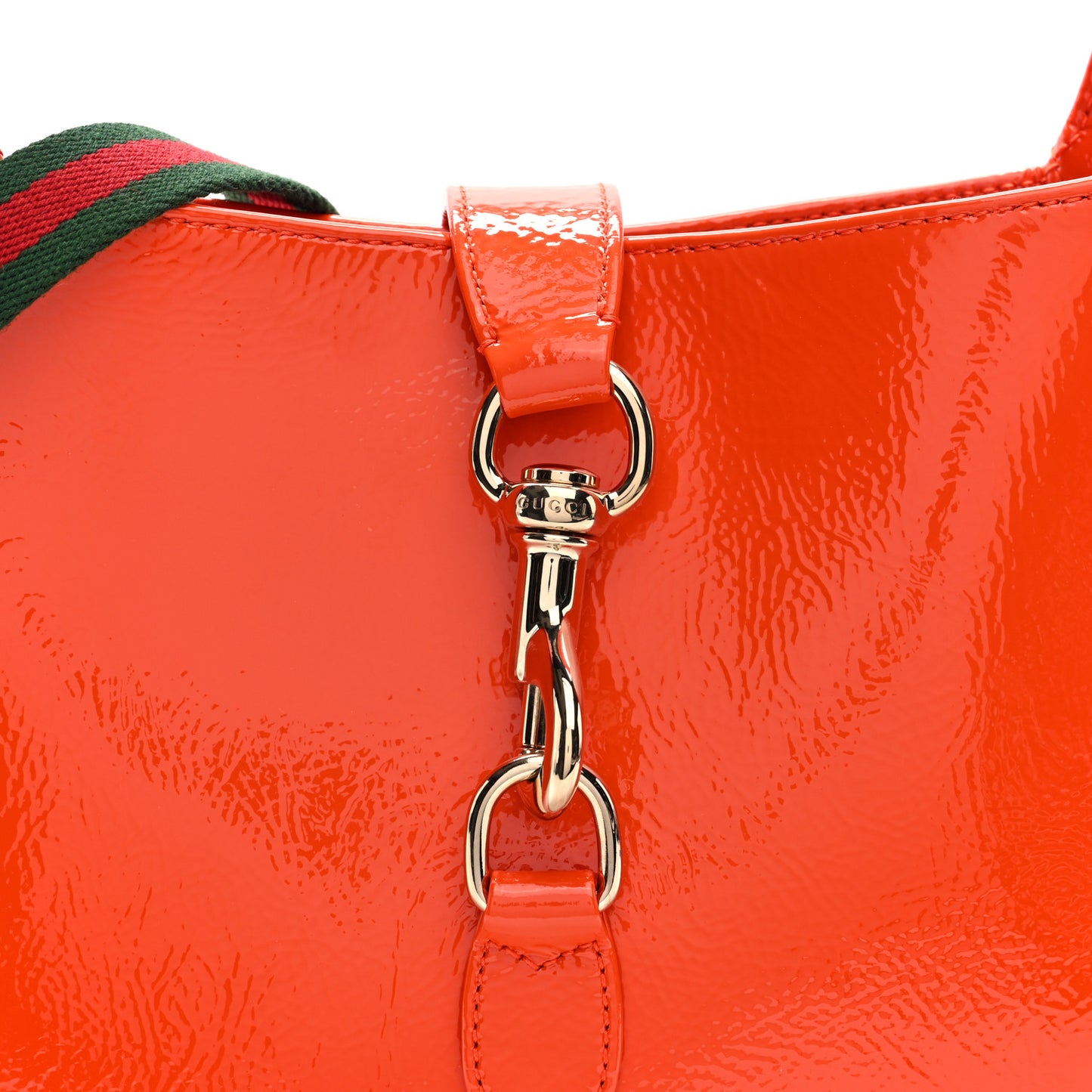 Patent Calfskin Small Jackie Shoulder Bag Orange