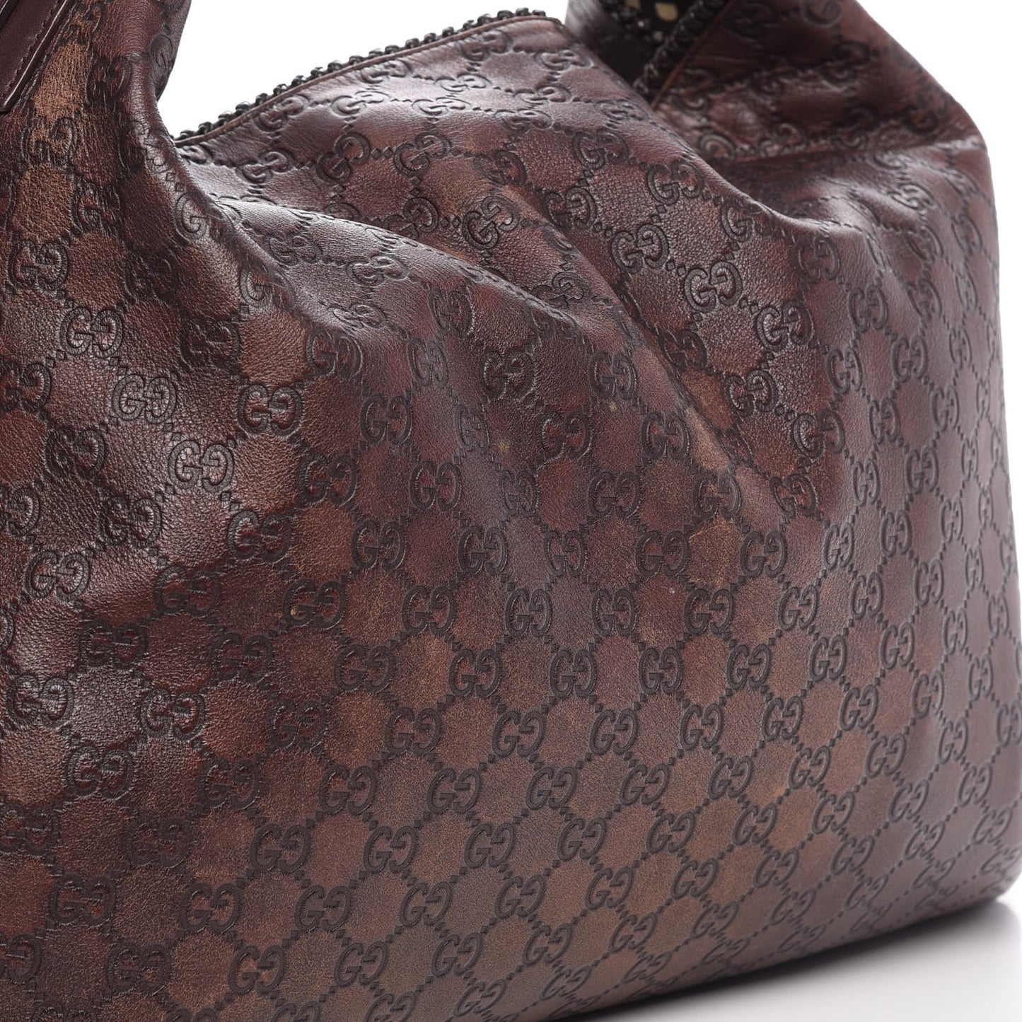 Guccissima Large Horsebit Chain Hobo Chocolate Brown