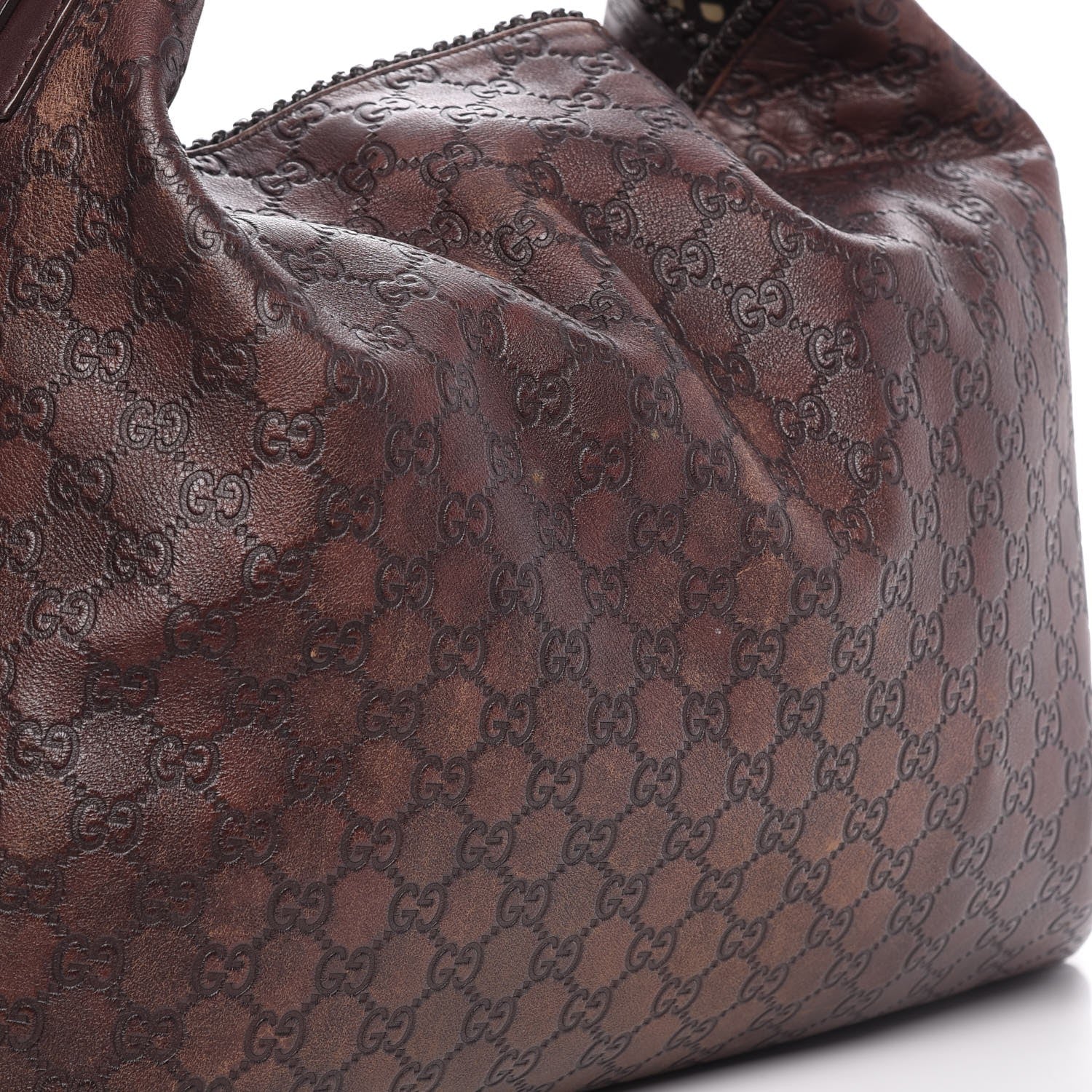 Gucci Guccissima Large Horsebit Chain Hobo Chocolate Brown 11 of 15