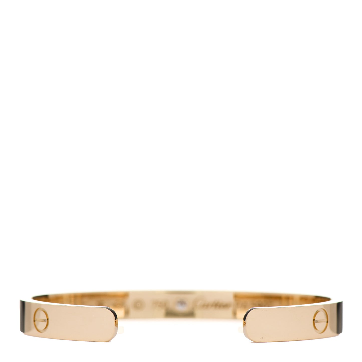18K Yellow Gold 1 Diamond LOVE Cuff Bracelet 16