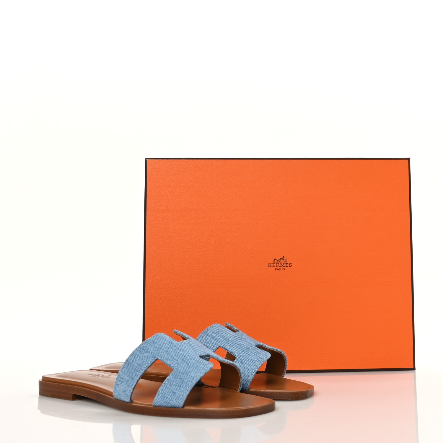 Hermes Denim Canvas Oran Sandals 35.5 Bleu Clair 9 of 9