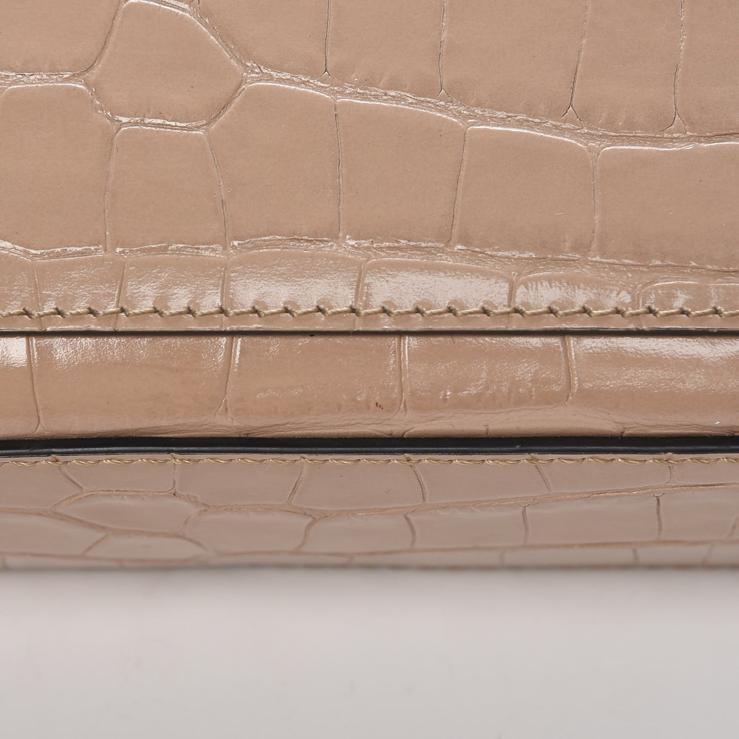 Calfskin Crocodile Embossed Small C Double Carry Nut