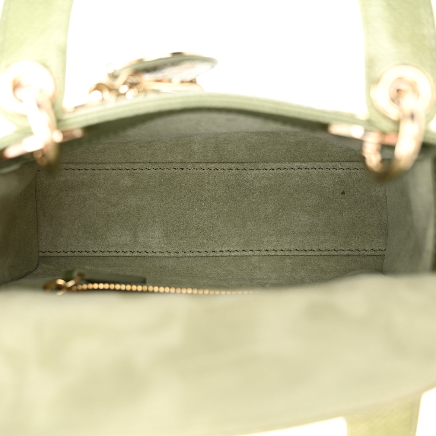 CHRISTIAN DIOR Metallic Lizard Mini Lady Dior Green