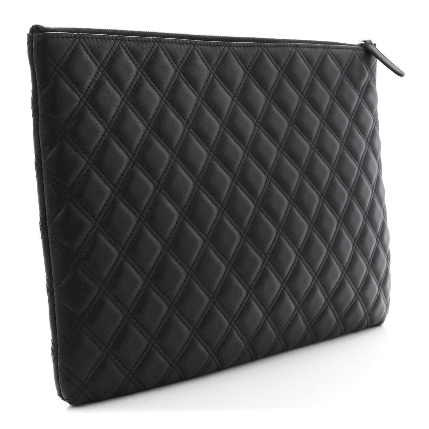 Chanel Lambskin Double Stitch Quilted Cosmetic Case Black 3 of 6