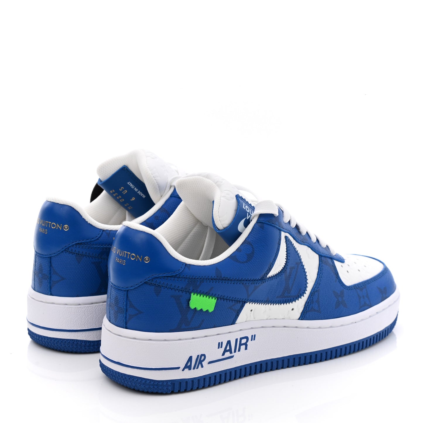 X NIKE AIR FORCE 1 Calfskin Monogram Mens Sneakers 6 Blue