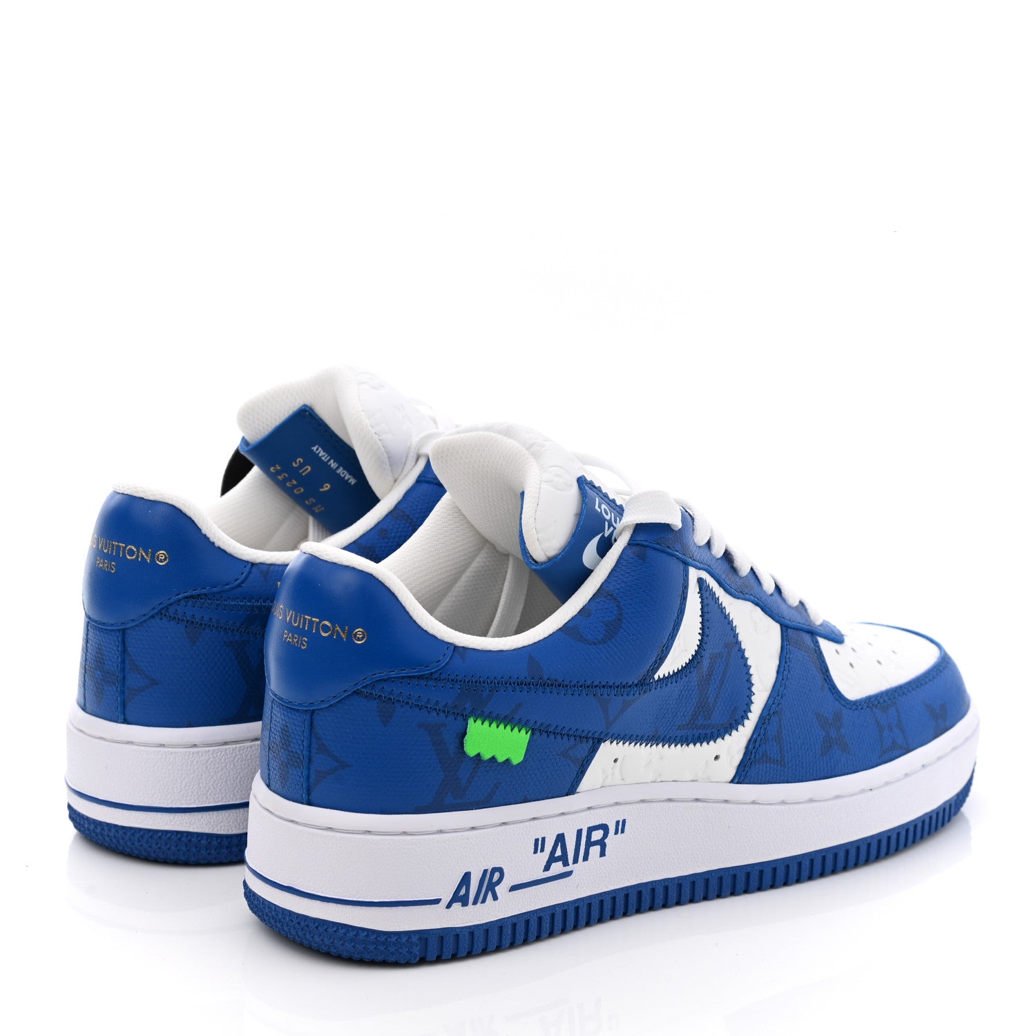 Louis Vuitton X NIKE AIR FORCE 1 Calfskin Monogram Mens Sneakers 6 Blue 5 of 11