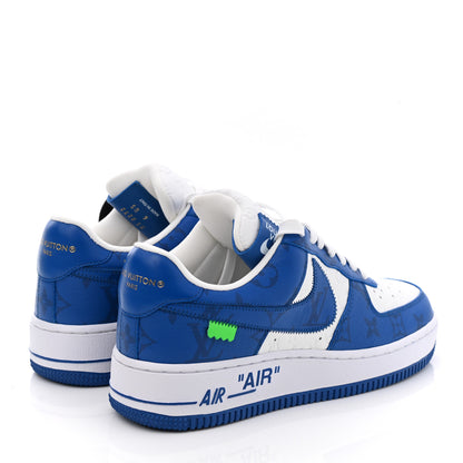 Louis Vuitton X NIKE AIR FORCE 1 Calfskin Monogram Mens Sneakers 6 Blue 5 of 11