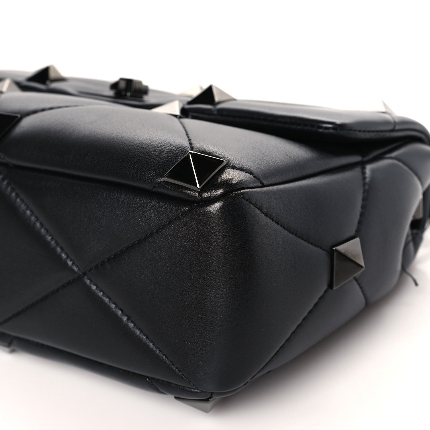 Valentino Garavani Nappa Monochrome Large Roman Stud Shoulder Bag Black 8 of 9