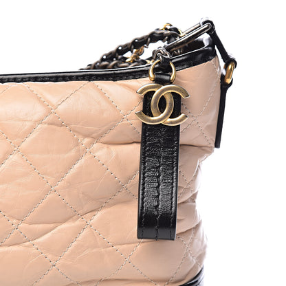 Chanel Aged Calfskin Quilted Medium Gabrielle Hobo Beige Black 11 of 12