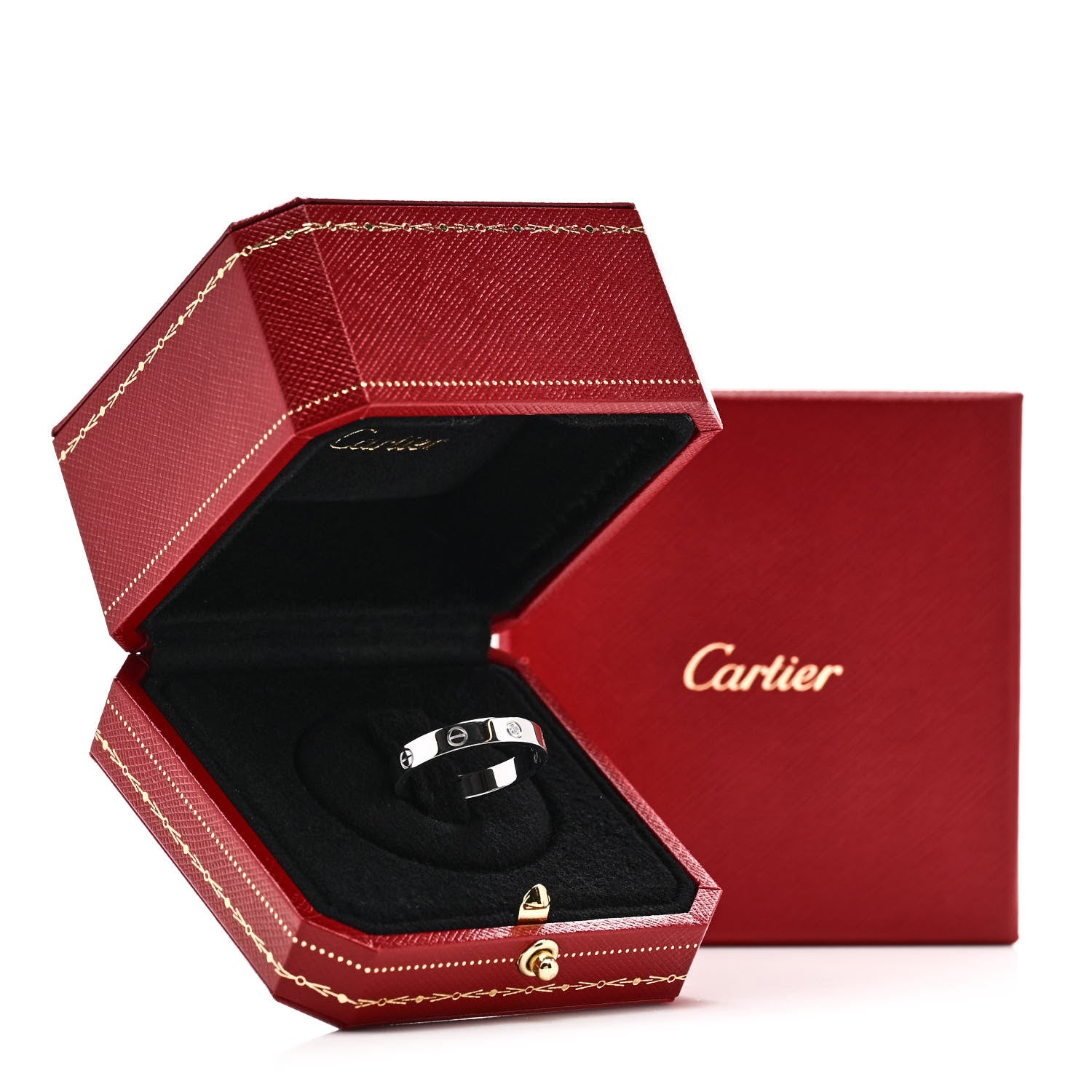 Cartier 18K White Gold Diamond 4mm LOVE Wedding Band Ring 63 10.25 5 of 5