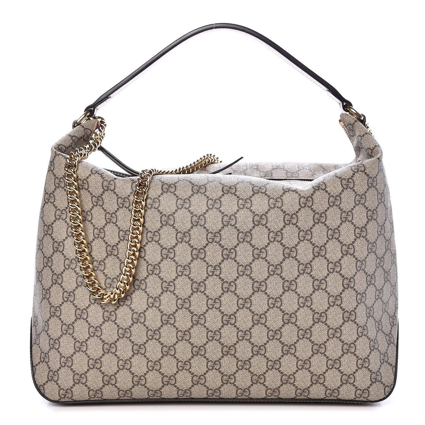 GG Supreme Monogram Large Linea A Hobo Light Brown