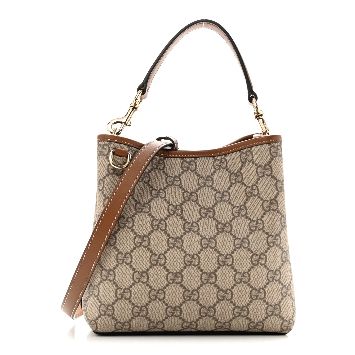 Gucci GG Supreme Monogram Emblem Small Shoulder Bag Beige Ebony Sundial 1 of 12