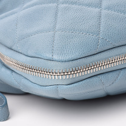 Chanel Caviar Quilted Expandable Zip Shoulder Bag Blue 5 of 10