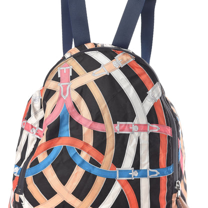 Hermes Silk Barenia Cavalcadour Airsilk Backpack Black Bleu Marine Fauve 7 of 9