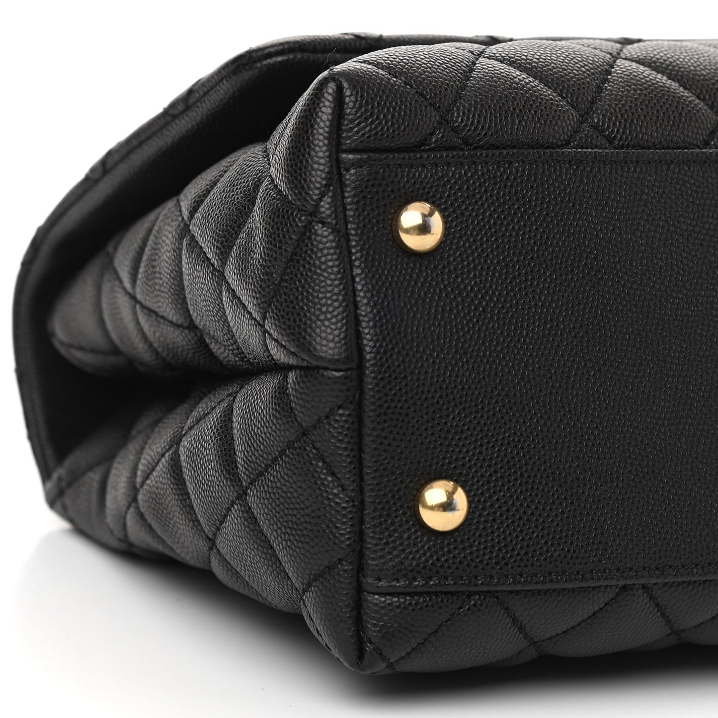 Caviar Lizard Embossed Quilted Small Coco Handle Flap Black