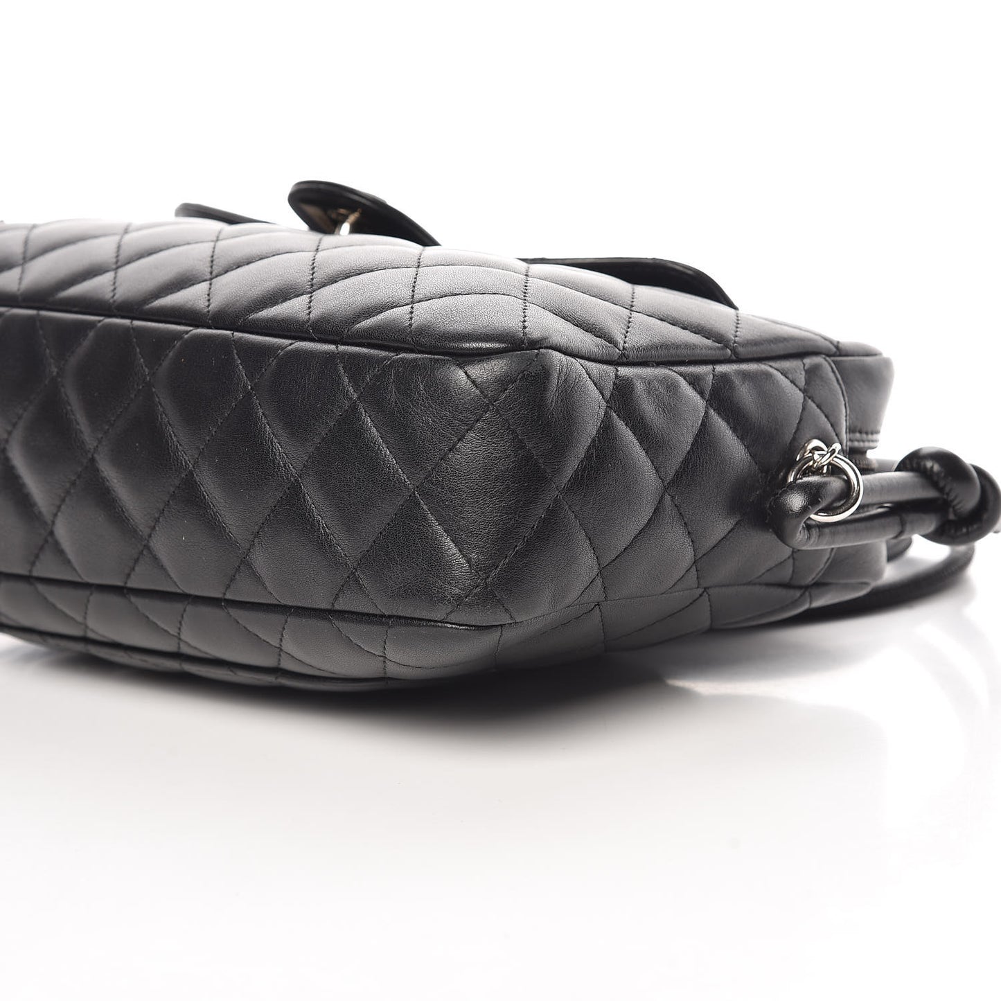 Calfskin Quilted Cambon Camera Case Black White