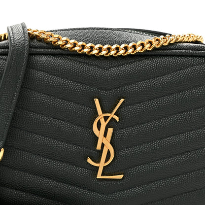 Saint Laurent Grain De Poudre Matelasse Monogram Mini Lou Camera Bag New Vert Fonce 7 of 9