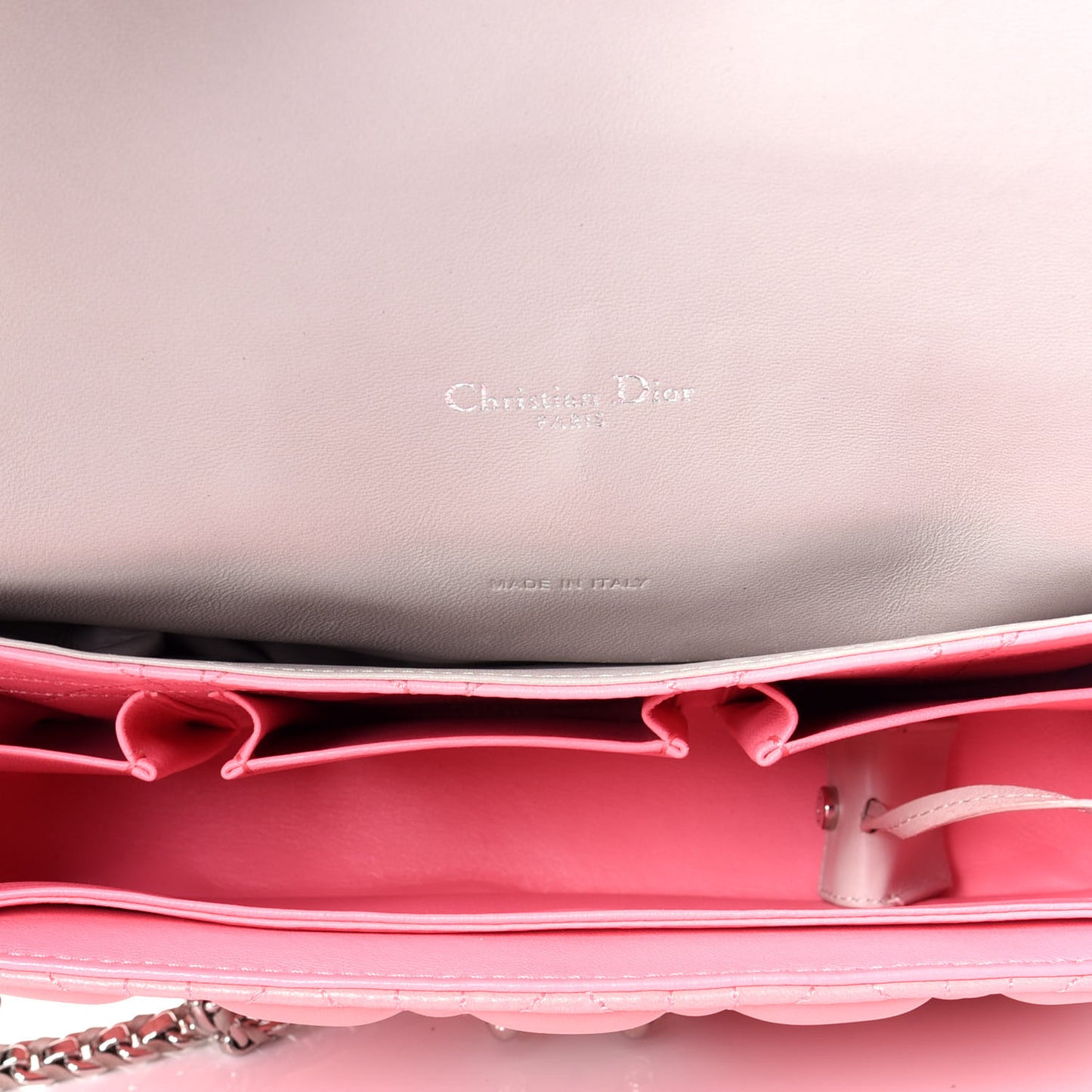 Lambskin Cannage Medium Miss Dior Flap Pink Grey